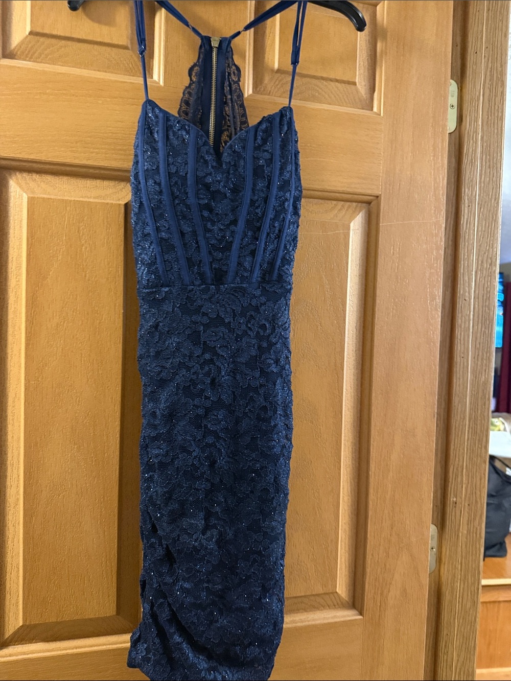 Saks Fifth Avenue Navy Lace Midi Dress